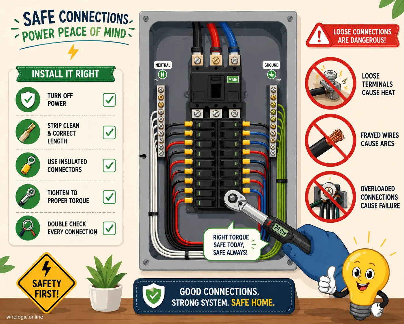 Safe electrical installation with code-compliant wiring